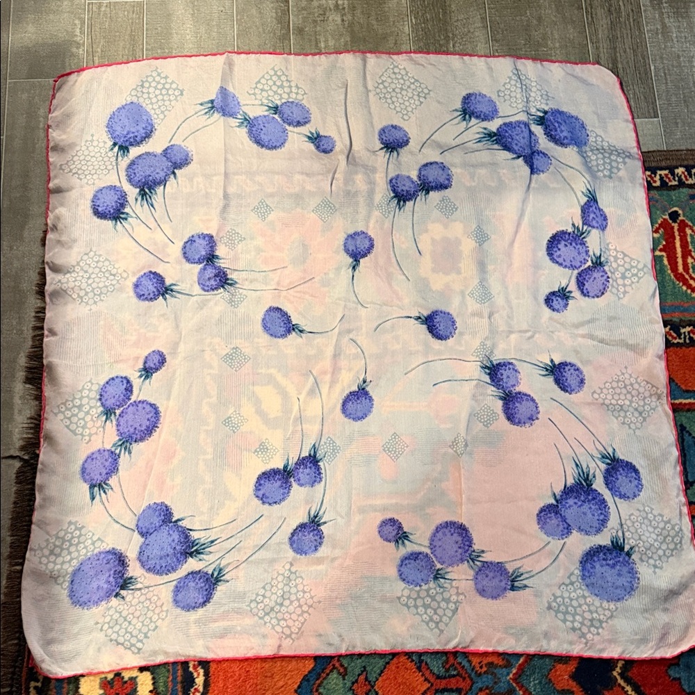 Vintage 1960's Floral Print scarf made in Japan. 100% Silk 28 inches squared